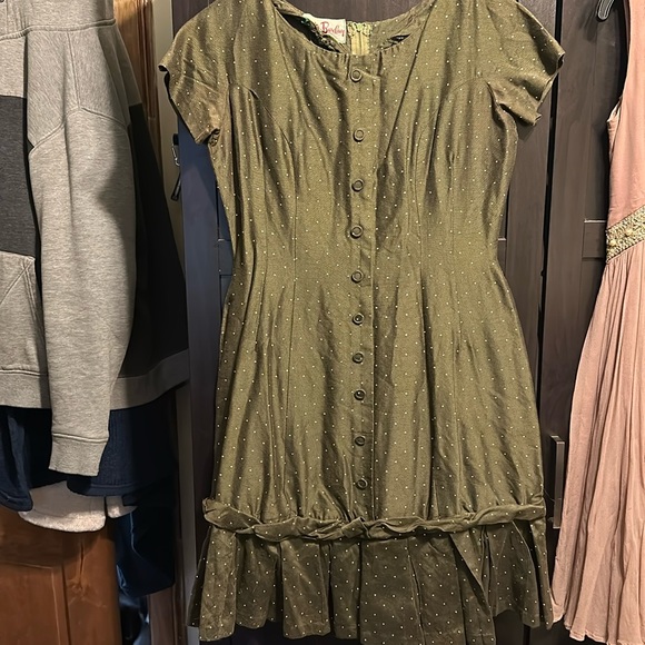 Betty barclay vintage dress, dark green with polka dots. Fits like a size 4. - Picture 1 of 3
